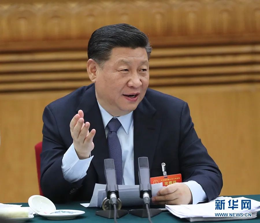 2019年3月7日，習(xí)近平參加十三屆全國(guó)人大二次會(huì)議甘肅代表團(tuán)的審議。新華社記者 鞠鵬 攝
